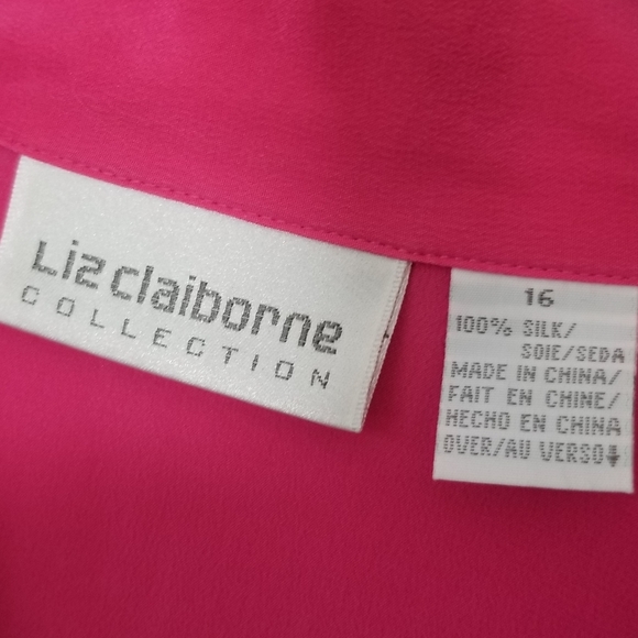 Vintage Hot Pink Silk Blouse by Liz Claiborne Barbiecore 12 - Picture 4 of 8